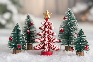 Obraz premium A Festive Collection of Miniature Christmas Trees, Perfect for Holiday Decor and Festive Tabletop Displays
