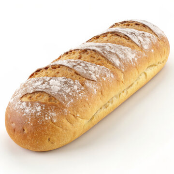 Freshly Baked Long Bread Loaf on White Background
