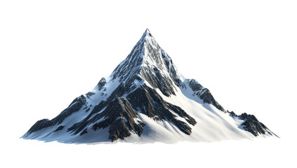 A majestic snow-capped mountain peak rises against a clear sky. its rugged terrain and natural beauty. ideal for outdoor adventure and travel-themed projects