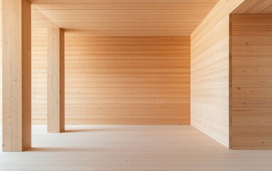 Cross-Laminated Timber CLT with Insulation Wooden walls paired with advanced insulation for a warm and inviting environment