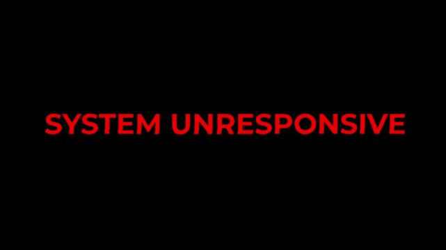 System Unresponsive Red Glitch Text Animation.