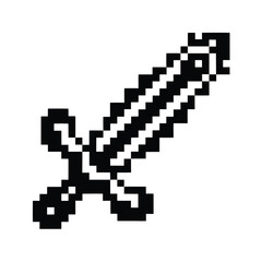 Fototapeta premium Isolated Black Pixelated Sword Icon on White Background