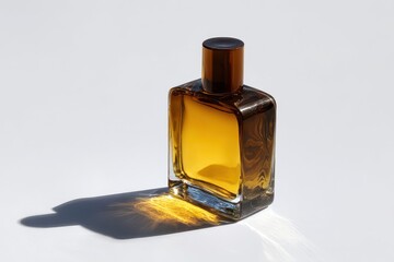 Amber Elegance - A Perfume Bottle in Golden Light.