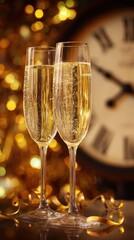 Champagne Toast - Celebrating New Years Eve with Sparkling Wine.