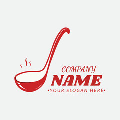Red soup ladle logo, perfect for restaurant, catering, or food related business branding