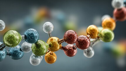 A molecular structure transitioning from rigid to fluid, illustrating the process of digestive transformation.