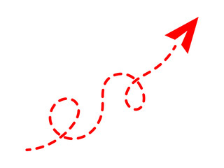 Bright red arrow ascending upwards symbolizing progress growth success direction