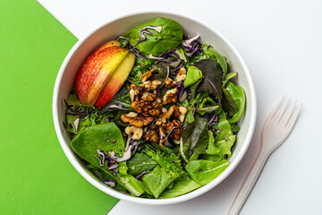 Vegan salad in eco-friendly bowl