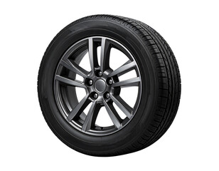 Obraz premium Realistic Black Car Tire with Detailed Tread Design Transparent PNG
