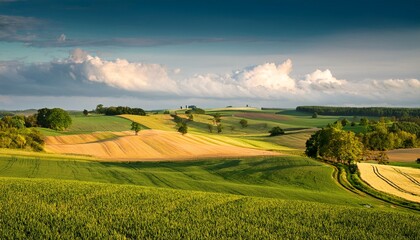 Polski Krajobraz Pol Uprawnych O Zachodzie S O Ca