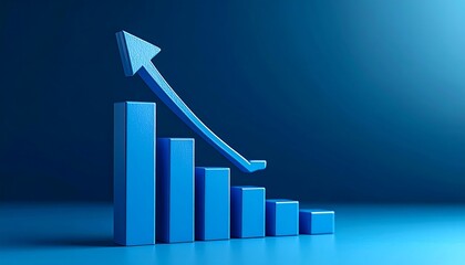 Blue bar graph with upward and downward trends