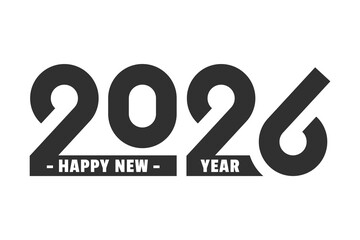 2026 Happy New Year logo design isolated on white background. Design template banner, brochure, card. Vector illustration