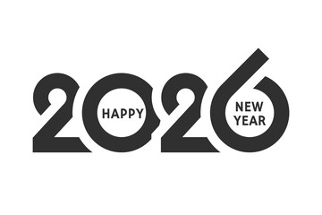 2026 Happy New Year logo design isolated on white background. Design template banner, brochure, card. Vector illustration