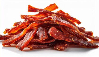 Pile Of Seasoned Jerky Strips On Transparent Background