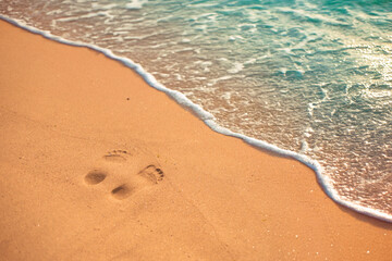 Vacation symbol. Ocean and sand.