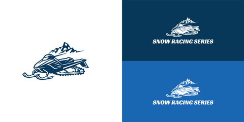 A dynamic logo for a snowmobile racing series features clean lines to represent speed and performance. It encapsulates the excitement of the sport while maintaining a modern and impactful appearance.