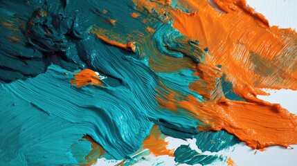 Colorful abstract oil paint texture in teal and orange tones for creative art