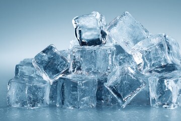 Obraz premium Close-up of a pile of clear ice cubes