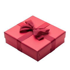 A beautifully wrapped red gift box with an elegant bow. symbolizing celebration and joy. set against a clean white background. perfect for holiday promotions or special occasions