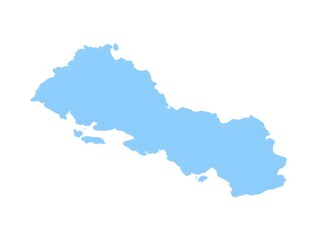 Obraz premium A clean, high-resolution illustration of the map of Nepal, isolated on pure white background. Accurate geographic shape with sharp borders. Flat vector style with subtle pastel colors for land areas, 