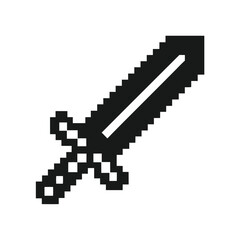 Isolated Pixel Art Sword Weapon on White Background For Design