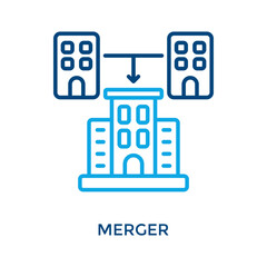 Merger Icon Outline Color Style. Vector Illustration For Graphic Design