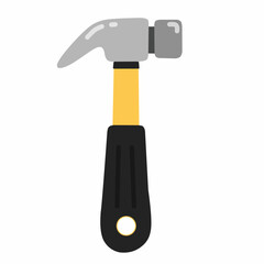 Modern Flat Design Hammer Tool Illustration for Carpentry Work and Repair
