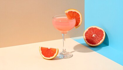 Pink grapefruit cocktail in a glass