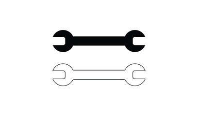 Black and white silhouette of a double open end wrench tool