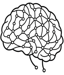 A retro vector illustration of a human brain with a stethoscope design