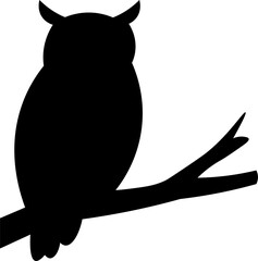 Owl  on Branch black Silhouette 