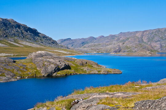 Beautiful Tasersuaq lake Qaqortoq Greenland 