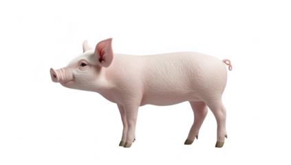 A realistic 3D-rendered pink pig standing gracefully against a clean. minimalist background. its detailed texture and anatomy. ideal for agricultural or animal-related projects