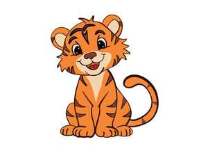 Happy Cute Tiger Cartoon Illustration