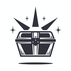 Isolated Treasure Chest with Gleaming Sparkles on a White Background