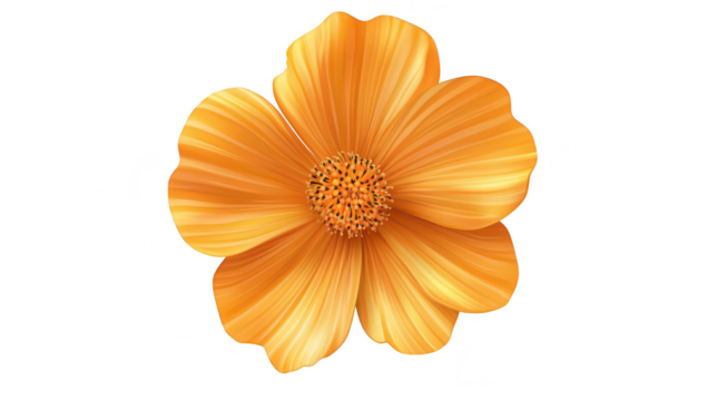 A orange flower with intricate petal patterns and a detailed center. set against a clean white background. ideal for nature-themed designs and botanical illustrations