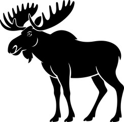 Moose black silhouette vector  illustration