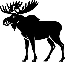 Moose black silhouette vector  illustration