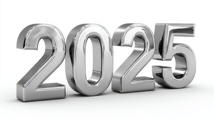 New Year 2025 numbers isolated on white background