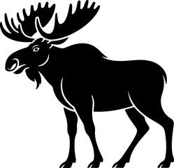 Moose black silhouette vector  illustration