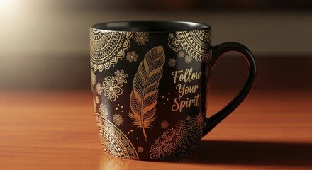 Follow Your Spirit Mandala Feather Mug