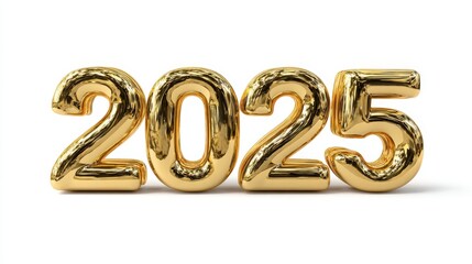 New Year 2025 numbers isolated on white background