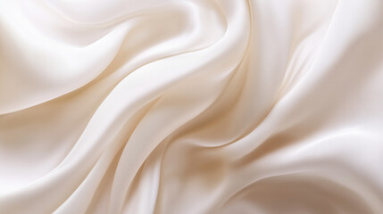 Fototapeta premium A silky fabric of a very gentle beige ivory color like a pearl waves 