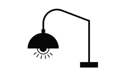 Modern black silhouette arc floor lamp with light rays