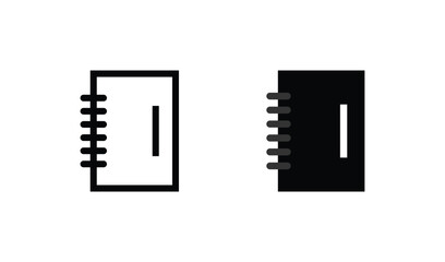 Simple spiral notebook icon in white and black