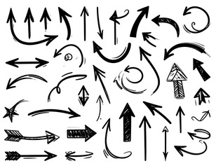 Collection of hand-drawn arrows in various styles