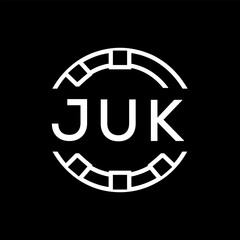 “Modern JUK  Monogram Logo Design, Sleek Minimalist Letter mark in Circle, JUK LATER LOGO, High-Contrast Branding Concept”. 

