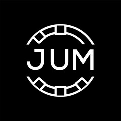 “Modern JUM  Monogram Logo Design, Sleek Minimalist Letter mark in Circle, JUM LATER LOGO, High-Contrast Branding Concept”. 
