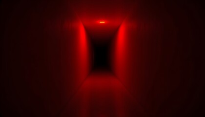 The eerie crimson corridor stretched endlessly before me, the dull light casting long shadows along the tunnel walls