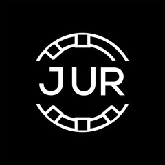 “Modern JUR  Monogram Logo Design, Sleek Minimalist Letter mark in Circle, JUR LATER LOGO, High-Contrast Branding Concept”. 

